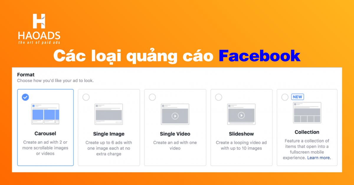 Các loại quảng cáo Facebook Ads