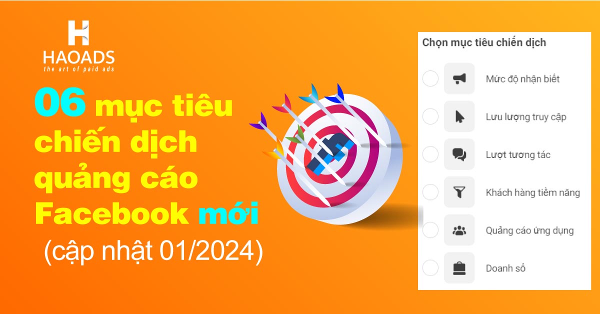 6 mục tiêu chiến dịch quảng cáo Facebook mới (áp dụng từ 01/2024)
