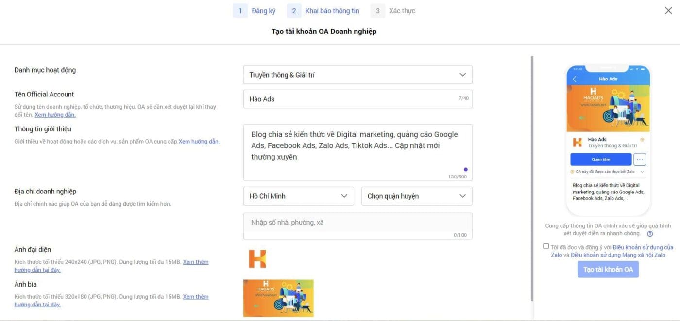 Hướng dẫn tạo tài khoản Zalo Official Account (Zalo OA)