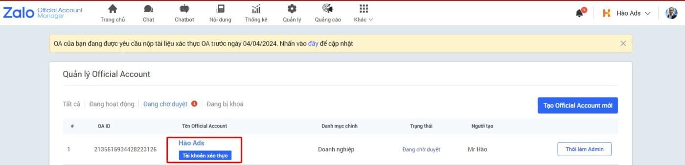 Hướng dẫn tạo tài khoản Zalo Official Account (Zalo OA)