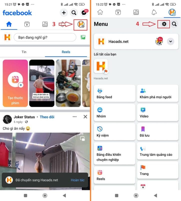 Cách phân quyền truy cập trang facebook mới trên điện thoại