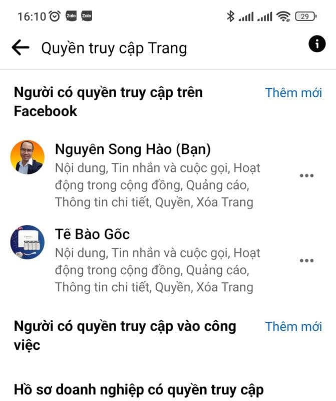 Cách phân quyền truy cập trang facebook mới trên điện thoại
