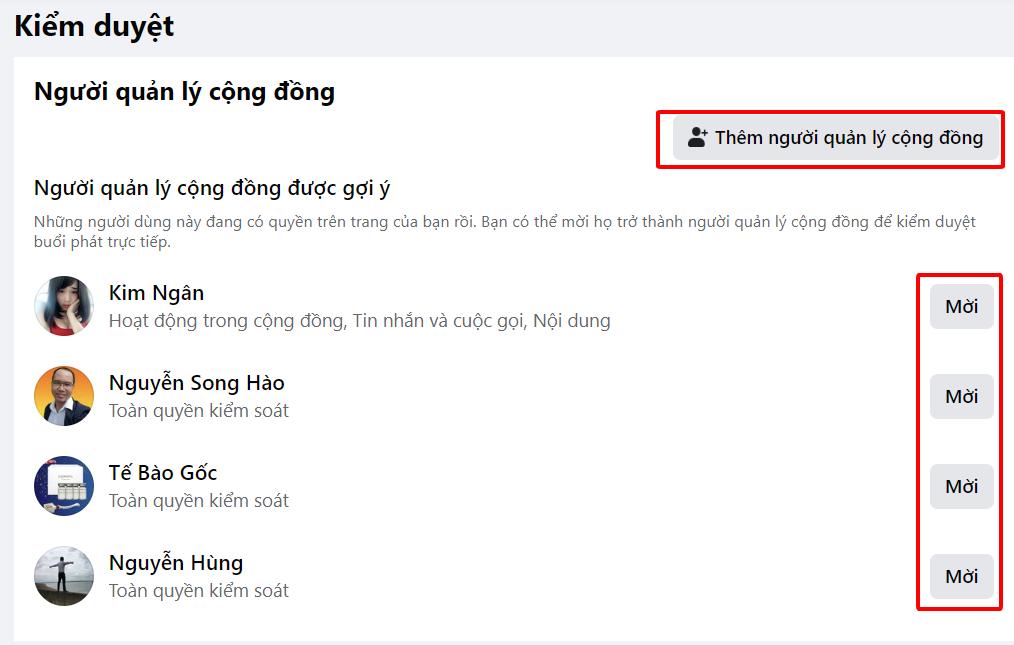 Cách phân quyền truy cập vào Quản lý cộng đồng trang facebook trên máy tính