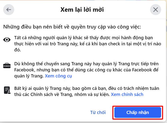 phân quyền truy cập vào công việc trên trang facebook mới trên điện thoại