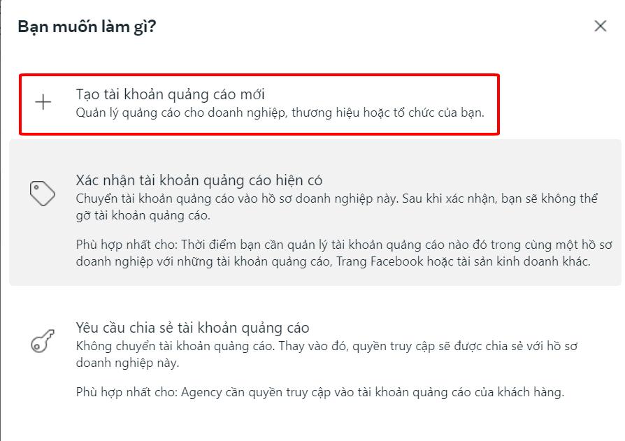 Cách tạo tài khoản quảng cáo facebook