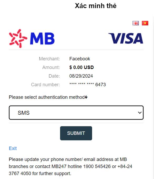 Xác minh thẻ Visa cho tài khoản quảng cáo Facebook
