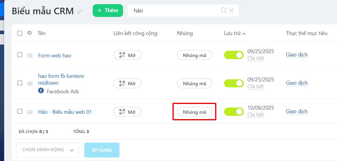 Gắn biểu mẫu Bitrix24 lên website
