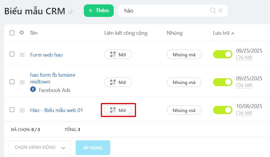 Lấy link biểu mẫu Bitrix24