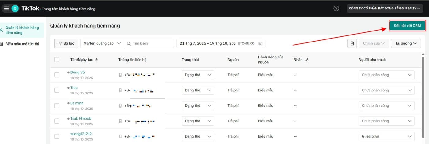 Hướng dẫn tự động chuyển lead Tiktok ads về Google Sheet miễn phí