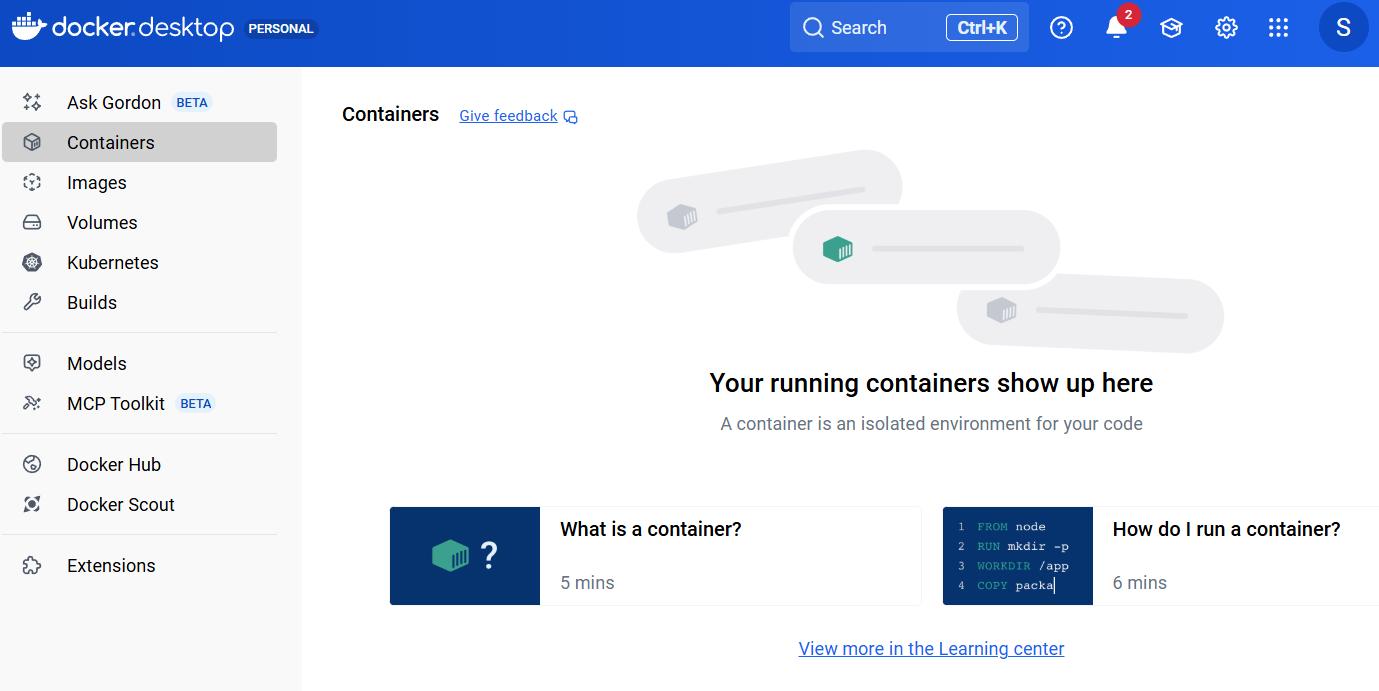 Cài đặt docker destop trên máy tính thành công