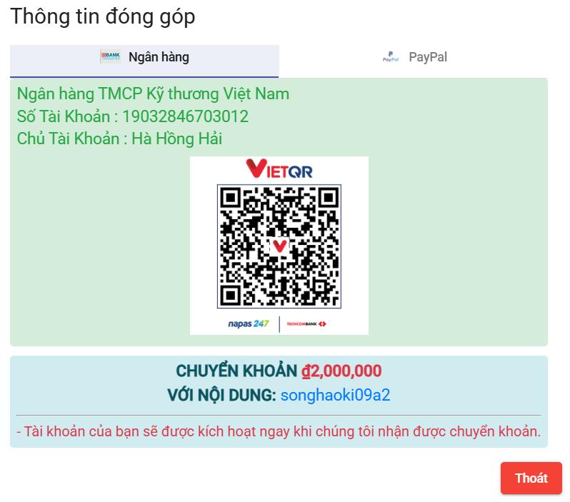 hướng dẫn mua gói fbnumber trả phí qua ngân hàng