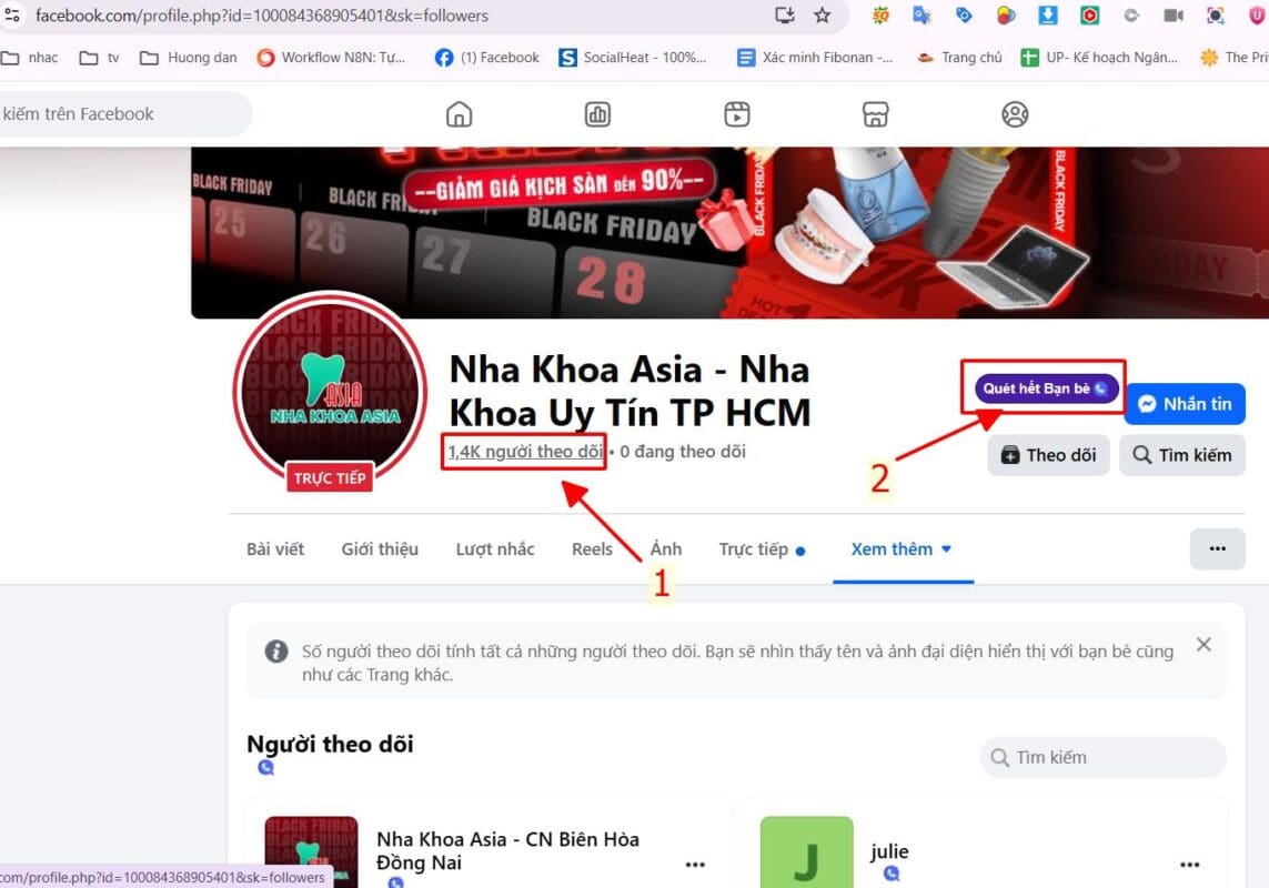 Quét người theo dõi fanpage facebook hàng loạt