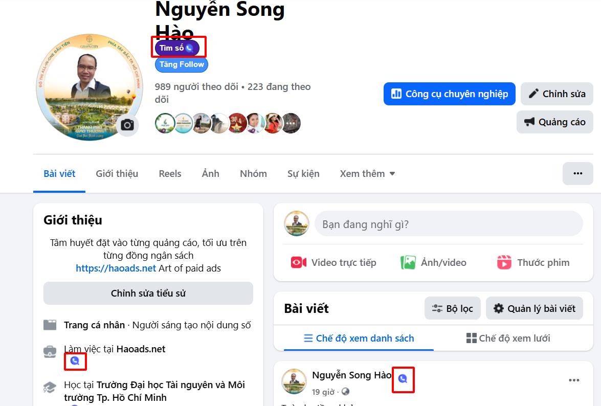 Quét sdt facebook profile bằng fbnumber