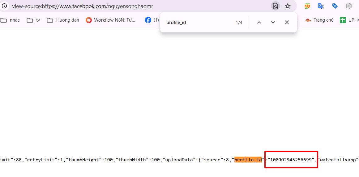 Tìm uid facebook bằng view source thủ công