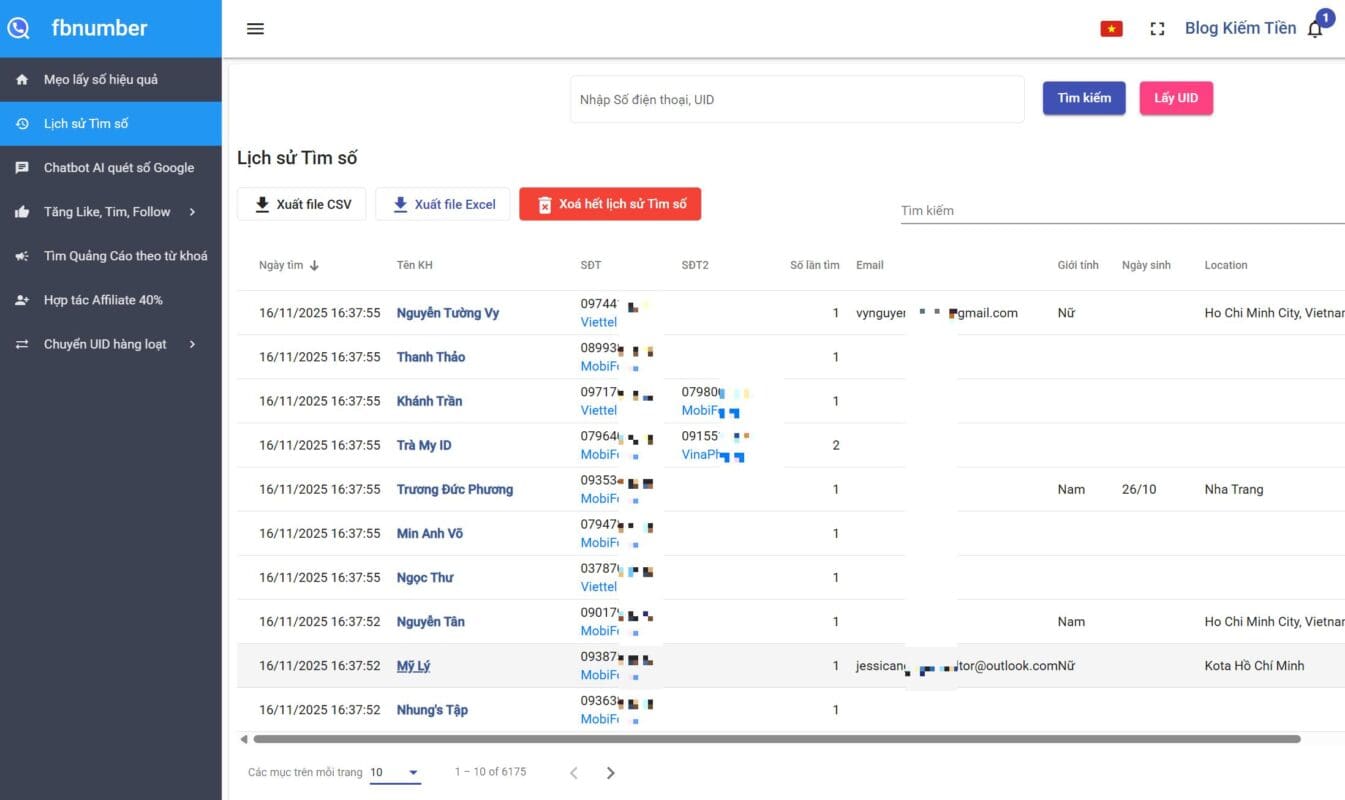 Tool quét uid facebook hàng loạt bằng FBnumber
