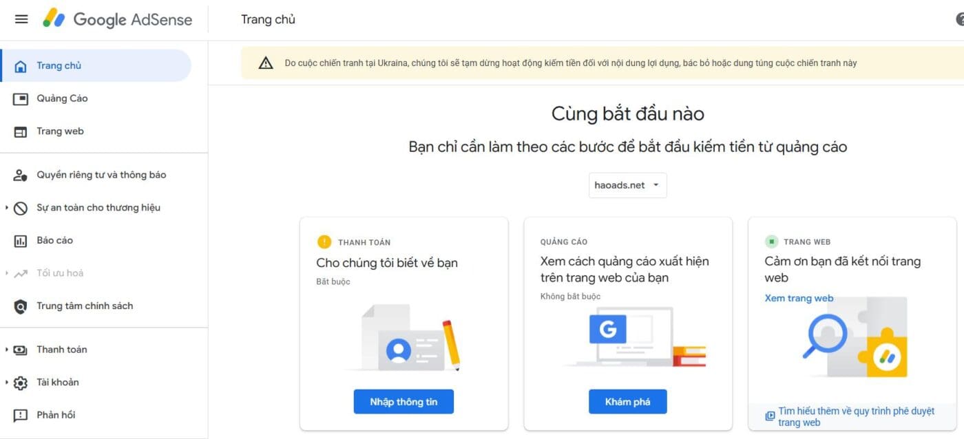 Cách tạo tài khoản google adsense