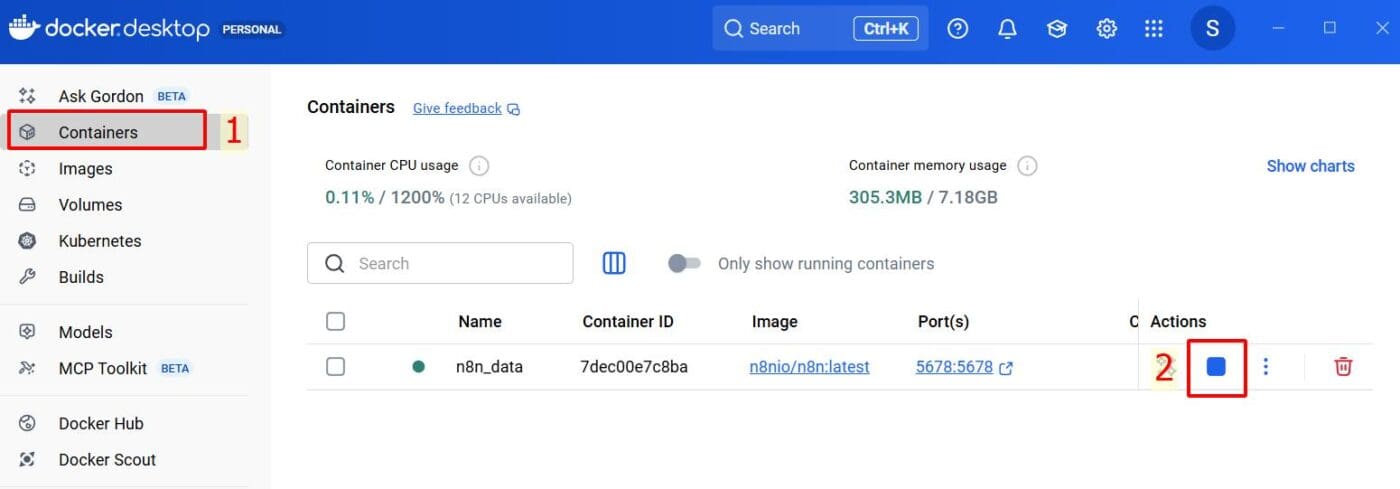 dừng docker desktop